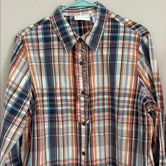 Alfred Dunner Colorful  Button Down Shirt with Embroidered Stitching - Picture 6 of 11